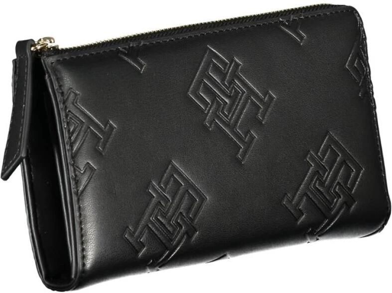 Tommy Hilfiger Elegante Portemonnee met Rits en Contrasterende Accenten Black Dames