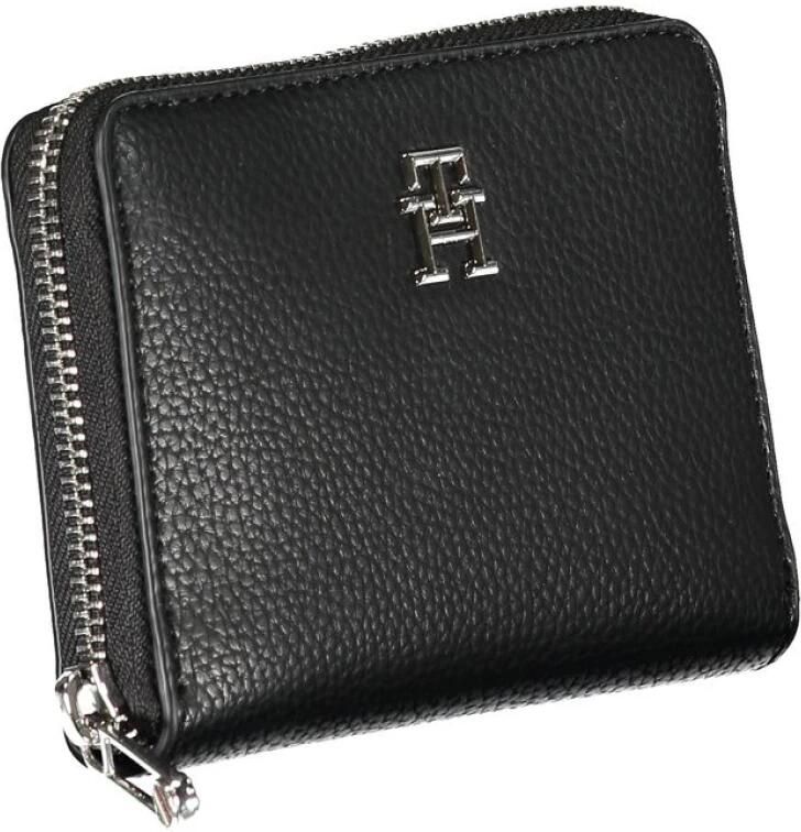 Tommy Hilfiger Elegante Zwarte Portemonnee met Rits Black Dames