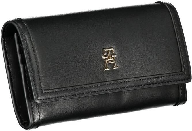 Tommy Hilfiger Damesportemonnee Zwart Contrastdetails Rits Black Dames