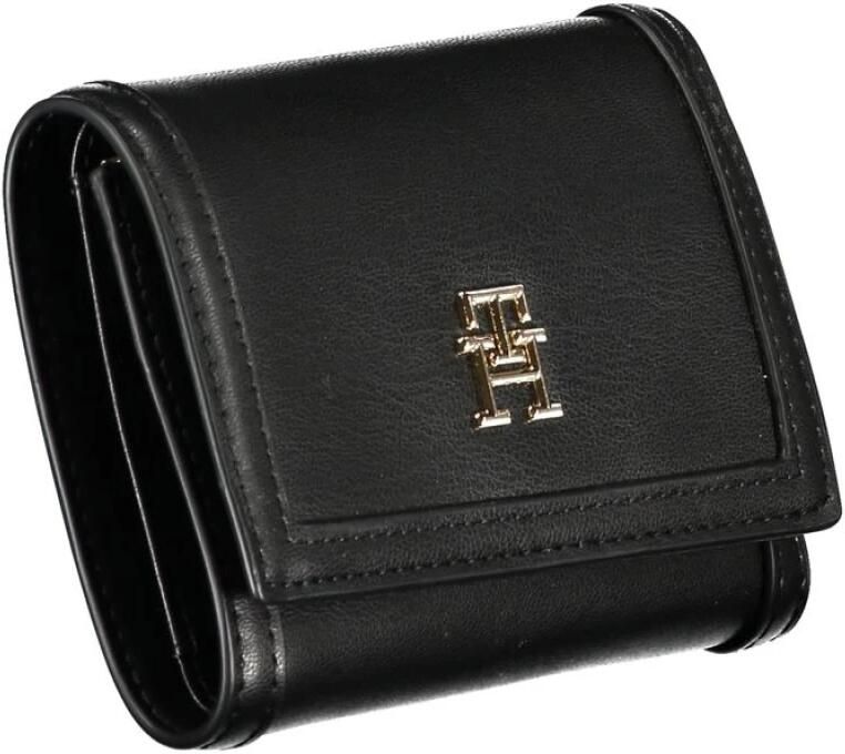 Tommy Hilfiger Elegante zwarte portemonnee met dubbele vakken Black Dames