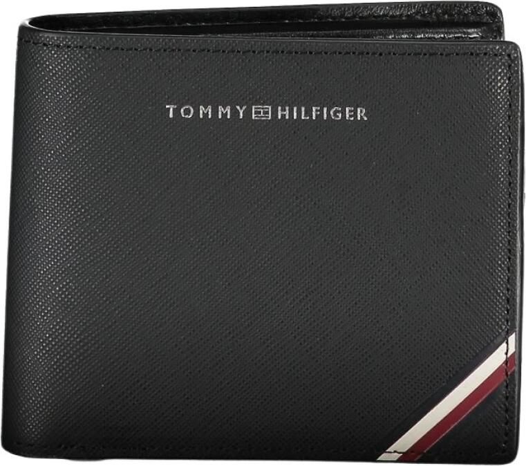 Tommy Hilfiger Zwarte portemonnee met kaartsleuven en geldclip Zwart Heren