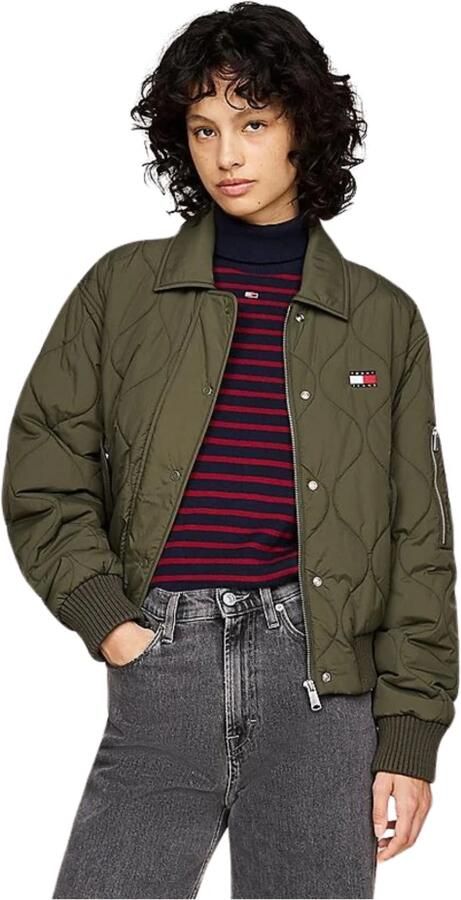 Tommy Hilfiger Waterafstotende Gewatteerde Bomberjack Green Dames - Foto 2