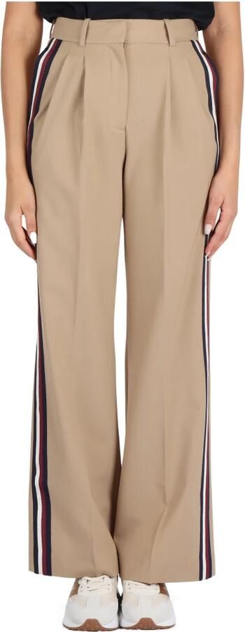 TOMMY HILFIGER Dames Broeken Wide Leg Pleated Pant Beige - Foto 5