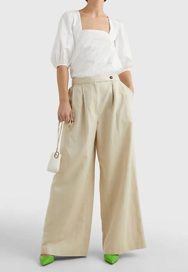 Tommy Hilfiger Marlene-broek WIDE LEG CO BLEND PANT met plooien - Foto 3