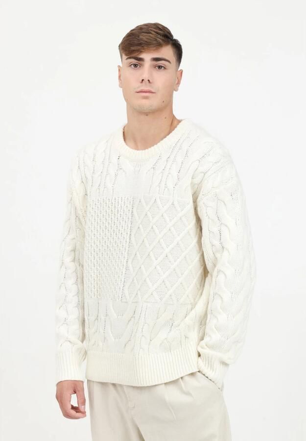 Tommy Hilfiger Witte Crewneck Sweater Color Block White Heren