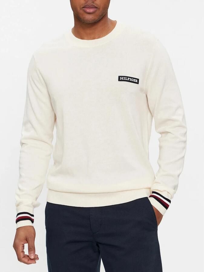 Tommy Hilfiger Gebreide trui GLOBAL STRIPE CREW NK Global-strepen op mouw- en nekafwerking - Foto 2