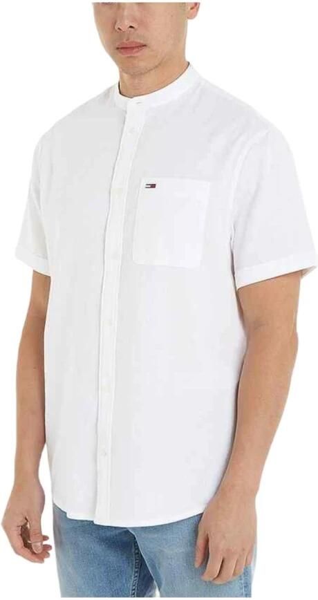 Tommy Jeans Korte Mouw Linnen Overhemd Lente Zomer Collectie White Heren - Foto 3