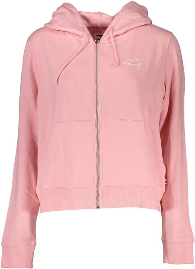 Tommy Hilfiger Roze hoodie met rits en borduursel Pink Dames