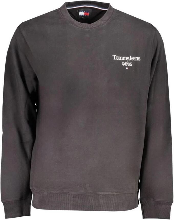 Tommy Hilfiger Zwarte Katoenen Sweatshirt Ronde Hals Logo Print Black Heren