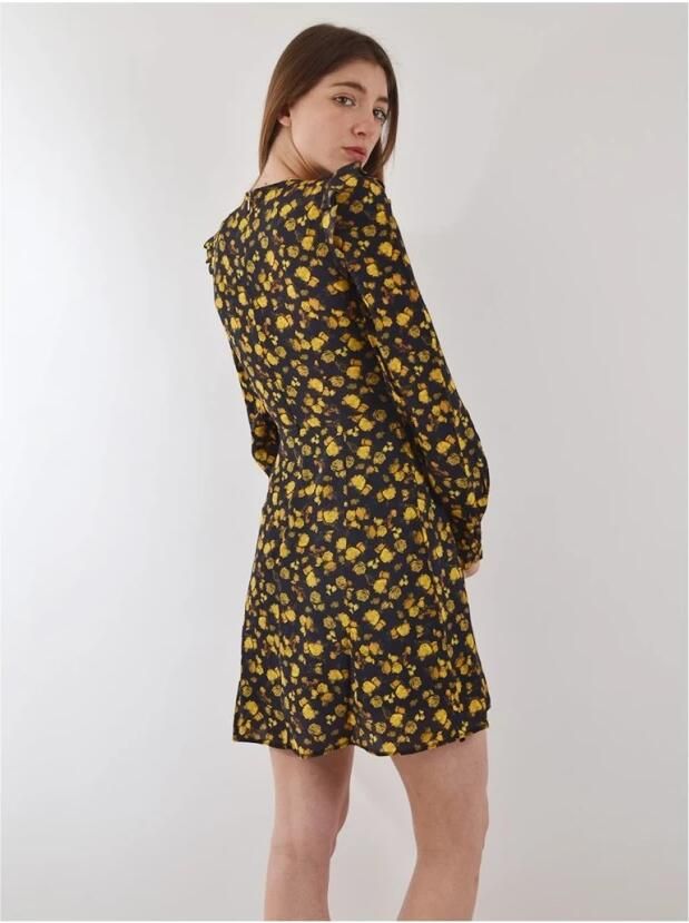 Tommy Hilfiger Zwarte Bloemenjurk met Lange Mouwen Multicolor Dames