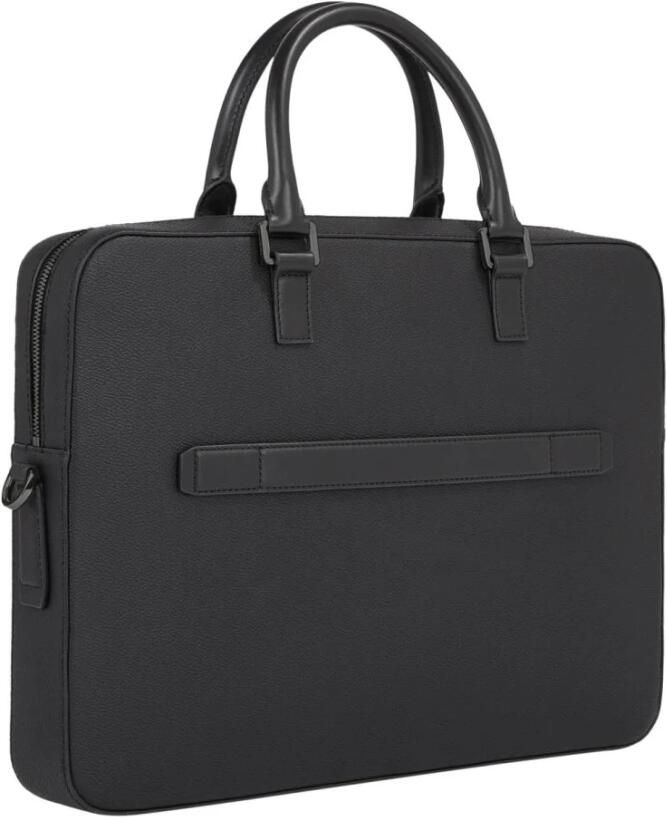 Tommy Hilfiger Zwarte Coated Canvas Laptoptas Black Heren