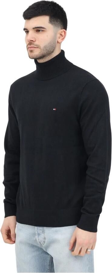 Tommy Hilfiger Zwarte Sweaters met Iconische Tape en Turtleneck Kraag Black Heren - Foto 14
