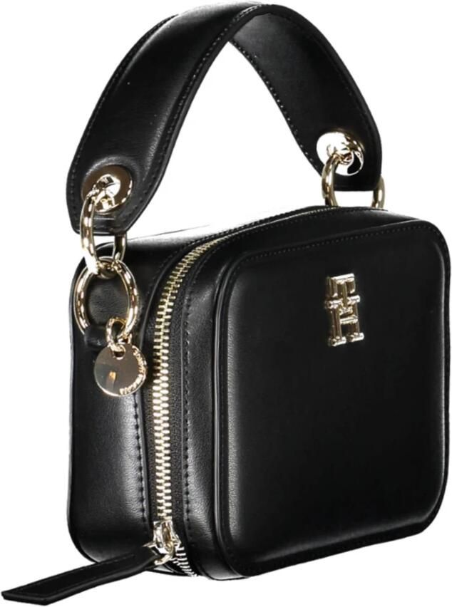 Tommy Hilfiger Zwarte polyurethaan handtas met afneembaar handvat en kettingriem Zwart Dames - Foto 4