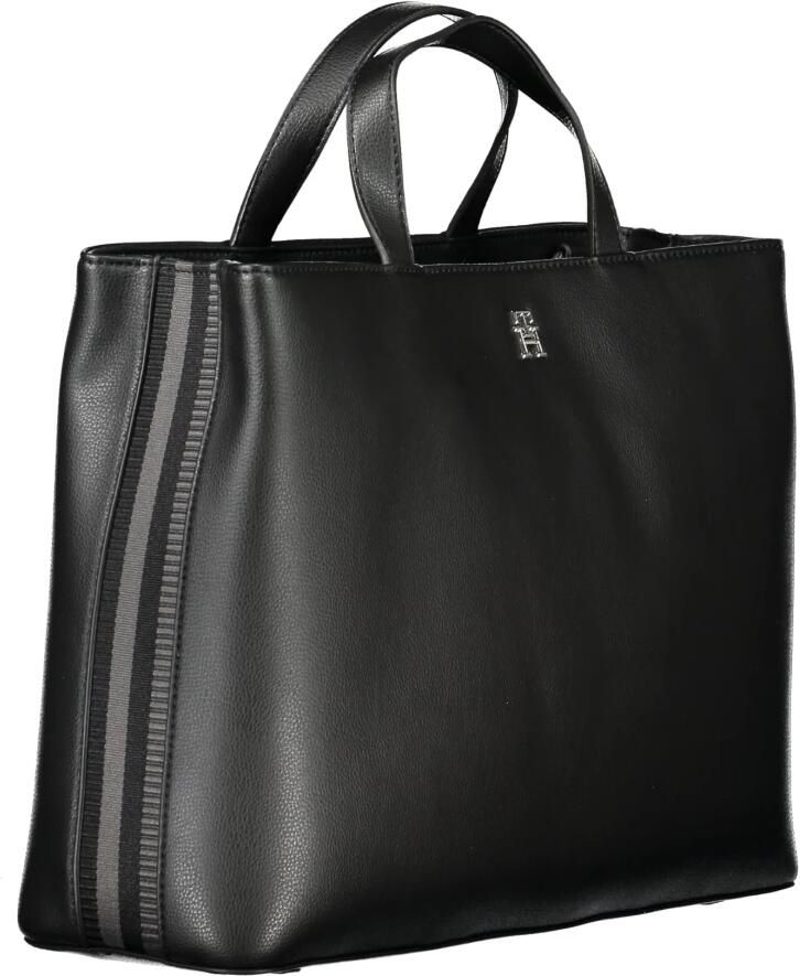 Tommy Hilfiger Zwarte Polyester Handtas met Verstelbare Band en Meerdere Compartimenten Black Dames