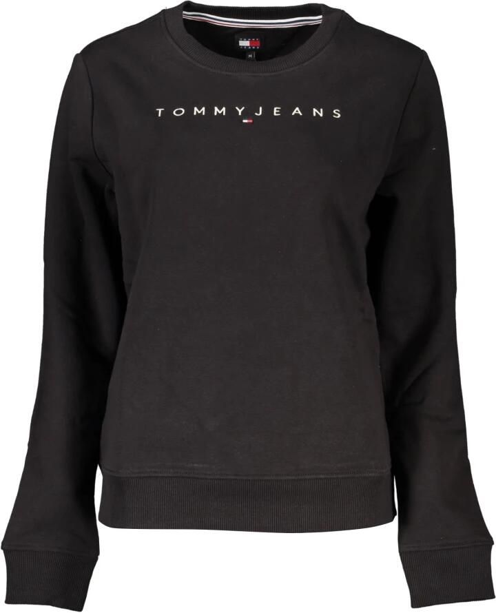Tommy Hilfiger Zwarte Geborduurde Logo Sweater Lange Mouw Black Dames
