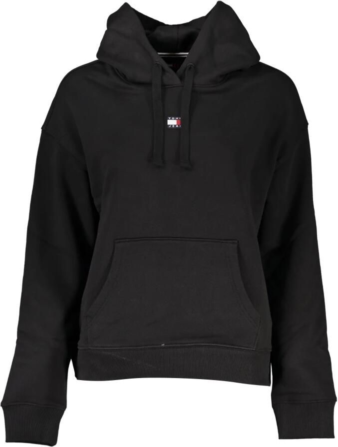 Tommy Hilfiger Zwarte katoenen trui met capuchon en logo Black