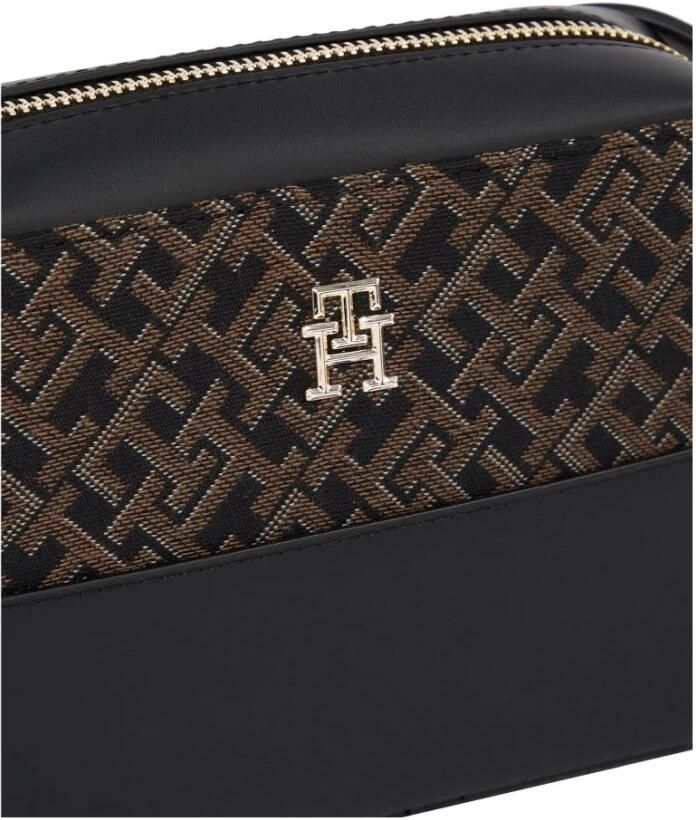 Tommy Hilfiger Zwarte Jacquard Cross Body Cameratas Black Dames