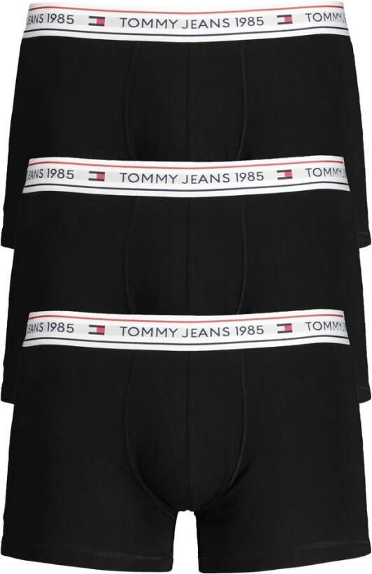 Tommy Hilfiger Zwarte Katoenen Boxershorts Elastische Taille Contrastdetails Logo Black Heren