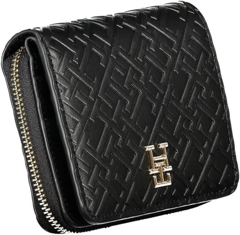 Tommy Hilfiger Damesportemonnee Zwart Ritssluiting Contrastdetails Black Dames