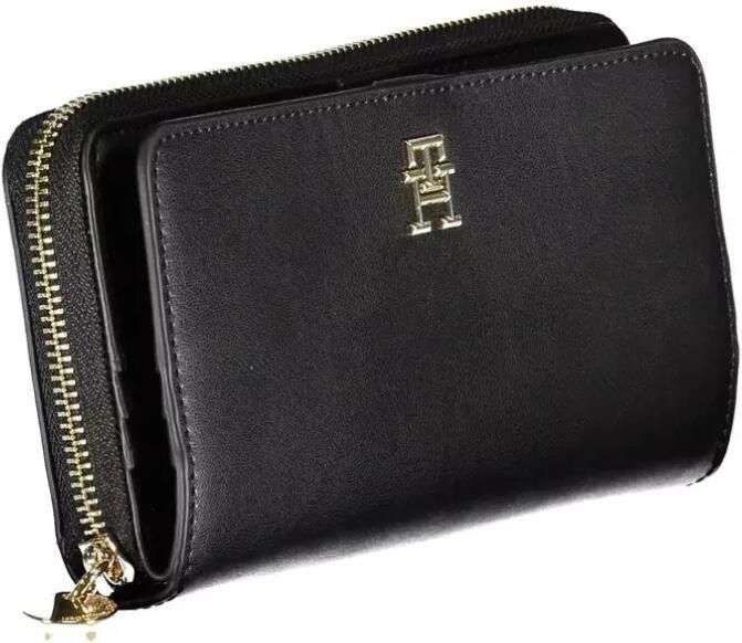 Tommy Hilfiger Zwarte portemonnee met rits en drukknoopsluiting Black Dames