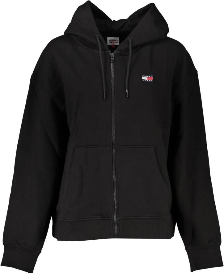 Tommy Hilfiger Zwarte Katoenen Hoodie met Rits en Logo Black Dames