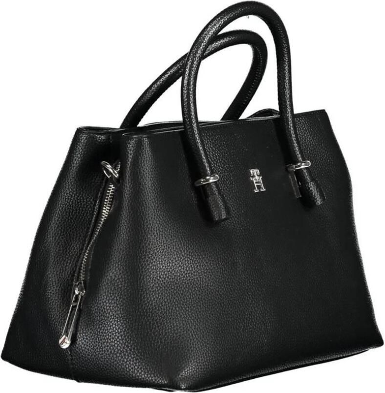 Tommy Hilfiger Zwarte Satchel Handtas met Contrasterende Details Black Dames