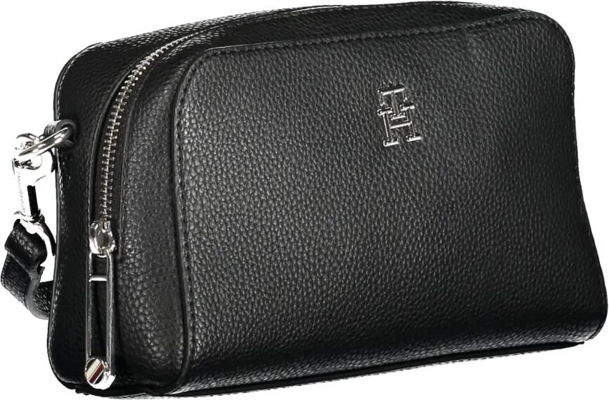 Tommy Hilfiger Zwarte dames crossbody tas met verstelbare band en afneembaar logo ritssluiting Black Dames