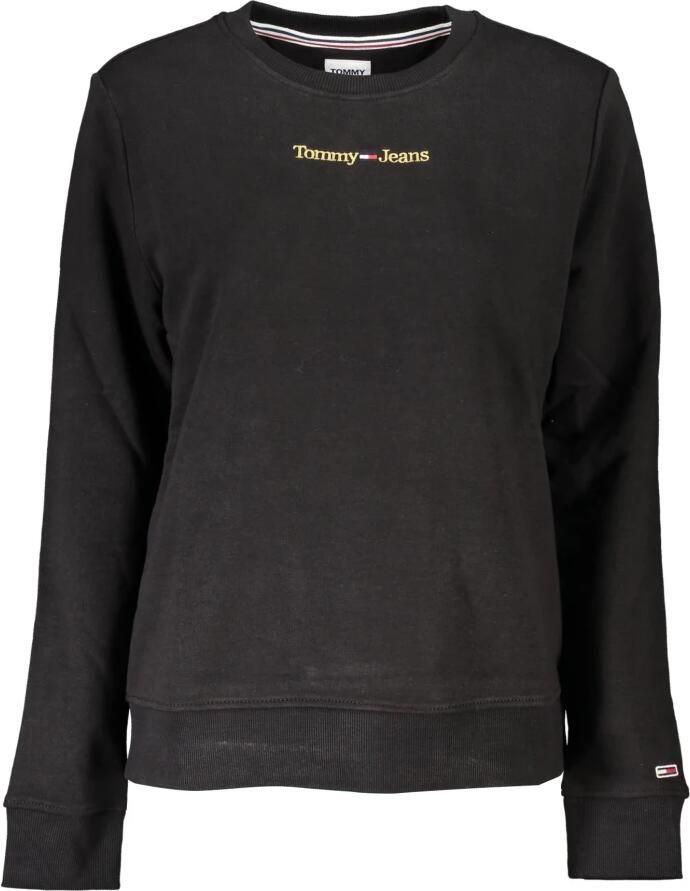 Tommy Hilfiger Zwarte Sweatshirt met Lange Mouwen Geborduurd Logo Black Dames