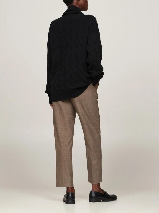 Tommy Hilfiger Coltrui SOFT WOOL CABLE ROLL-NK SWEATER met logoborduring allover kabelpatroon rolkraag 100% wol - Foto 3