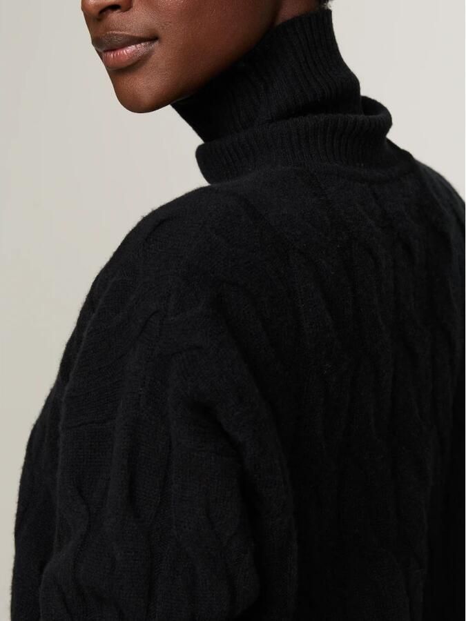 Tommy Hilfiger Coltrui SOFT WOOL CABLE ROLL-NK SWEATER met logoborduring allover kabelpatroon rolkraag 100% wol