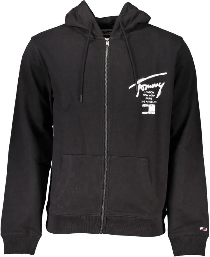 Tommy Hilfiger Zwarte Katoenen Sweater met Rits en Capuchon Black Heren
