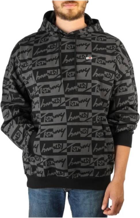 Tommy Hilfiger Katoenen Sweatshirt met Logo en Vaste Capuchon voor Heren Black Heren