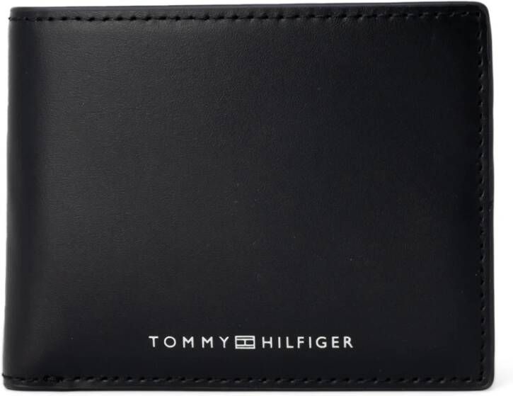 Tommy Hilfiger Portemonnee Lederen portemonnee met dubbele tussenruimte en bedrukt logo