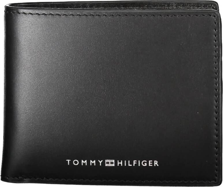 Tommy Hilfiger Portemonnee Lederen portemonnee met dubbele tussenruimte en bedrukt logo