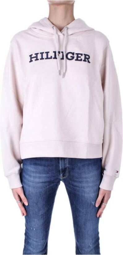 Tommy Hilfiger Witte Logo Front Sweater Wit Dames