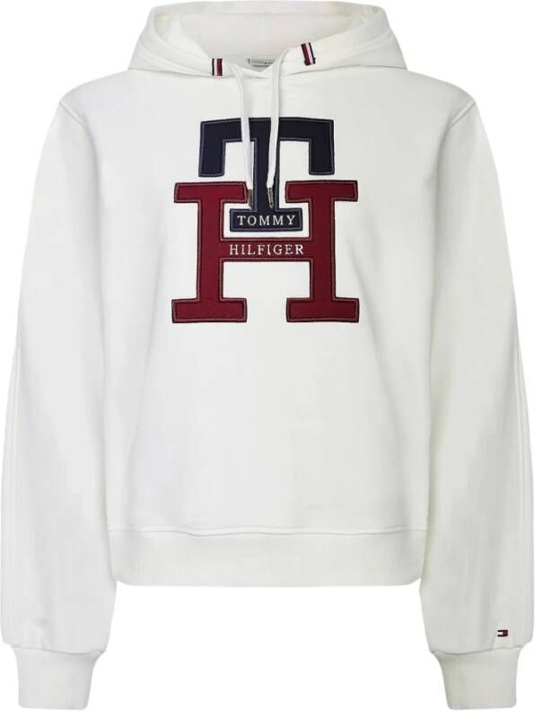 Tommy Hilfiger Womens Large Monogram Th Hoodie Wit Dames