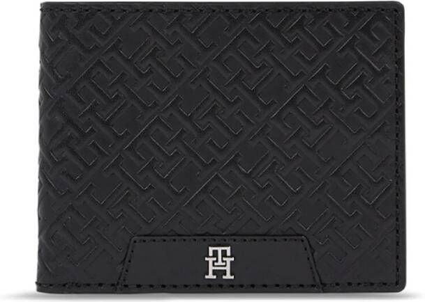 Tommy Hilfiger Zwarte Leren Portemonnee met Kaartsleuven en Biljetvak Zwart Heren