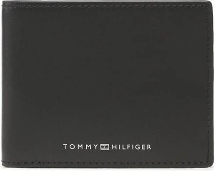 Tommy Hilfiger Zwarte Leren Portemonnee met Kaartsleuven en Biljetvakken Zwart Heren