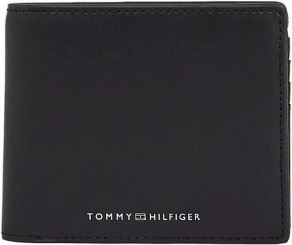 Tommy Hilfiger Zwarte leren portemonnee met kaartsleuven en geldclip Zwart Heren