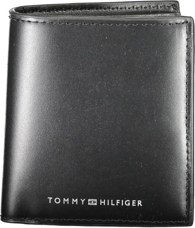 Tommy Hilfiger Zwarte leren portemonnee met muntvak en kaartvakken Zwart Heren