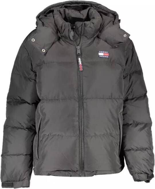 Tommy Hilfiger Zwarte Polyester Donsjas met Afneembare Capuchon Zwart Dames