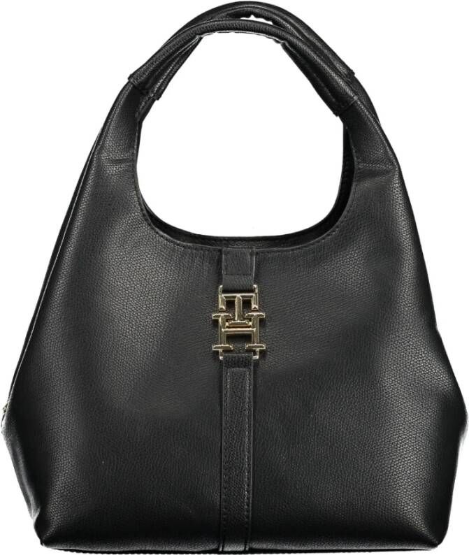Tommy Hilfiger Zwarte polyurethaan handtas met verstelbare schouderband Black Dames