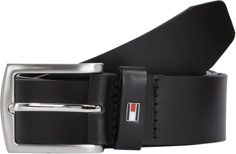 Tommy Hilfiger Leren riem DENTON 3 5 Robuuste leren riem met vlaglabel zilverkleurige gesp verstelbaar