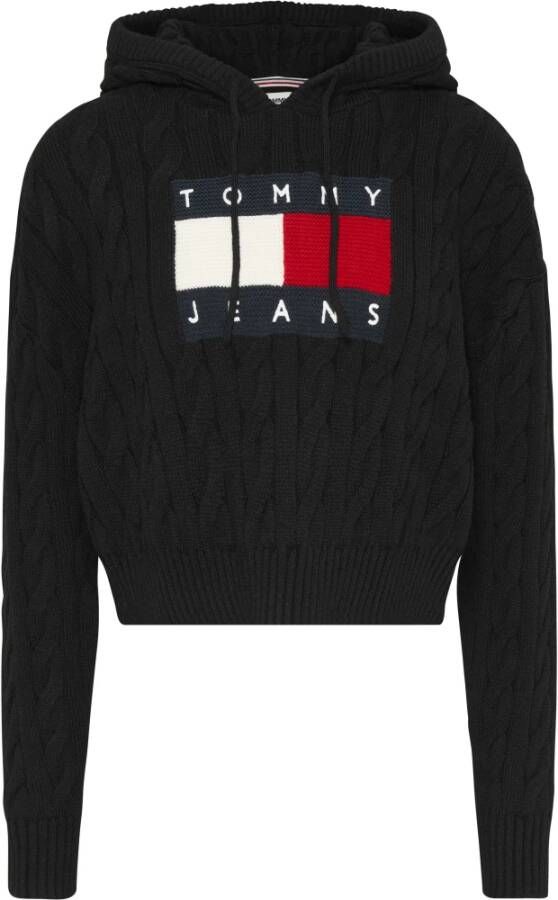 Tommy Hilfiger Zwarte Sweaters Korte Pullover Zwart Dames