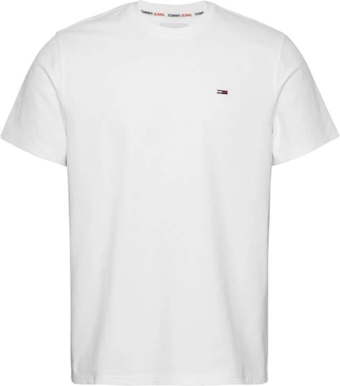 Tommy Jeans Biologisch Katoenen T-Shirt Wit Rechte Pasvorm Korte Mouwen Wit Heren