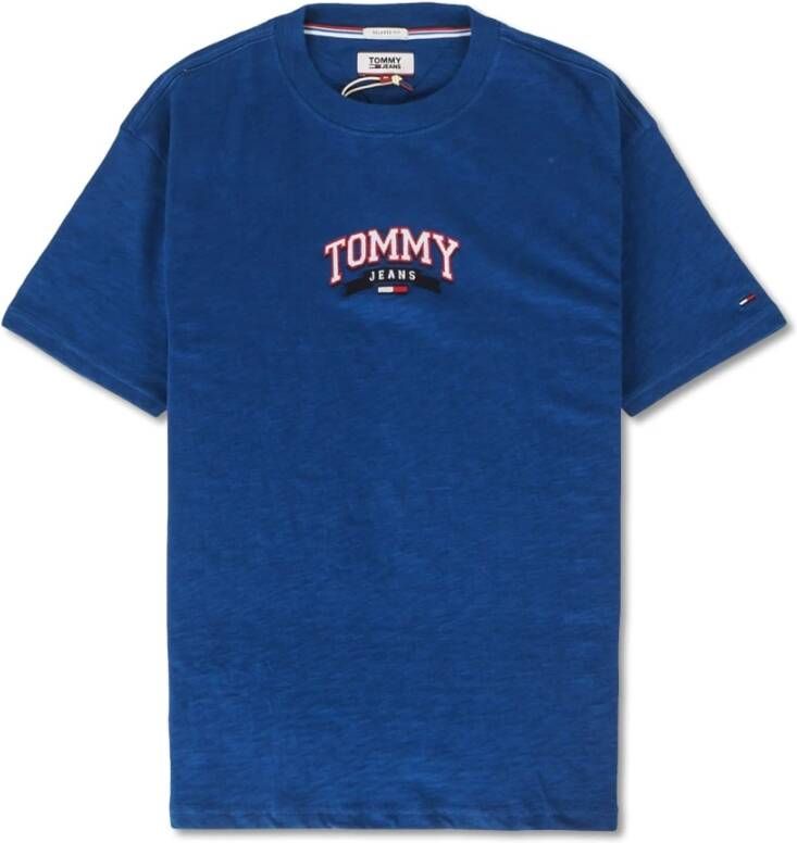 Tommy Jeans College Embroidery Tee Blauw Heren
