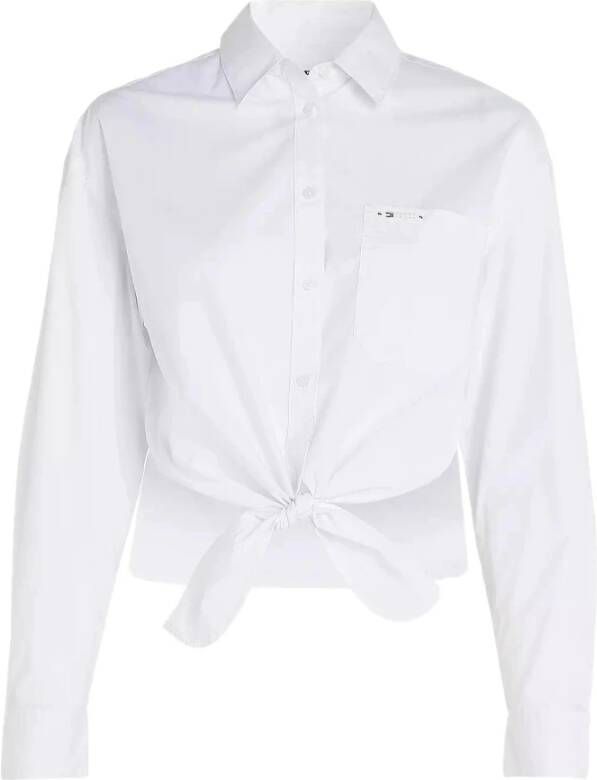 Tommy Jeans Lange Mouw Front Tie Shirt White Dames
