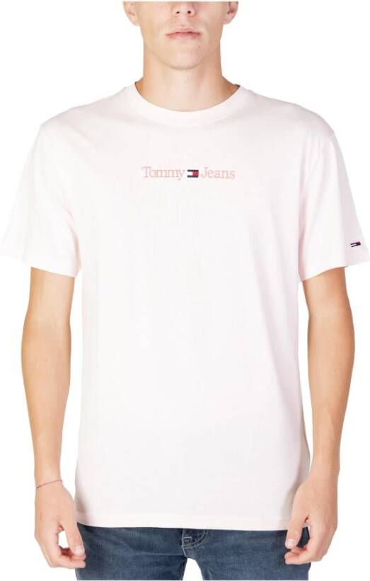 Tommy Jeans Heren T-shirt Roze Korte Mouw Ronde Hals Roze Heren