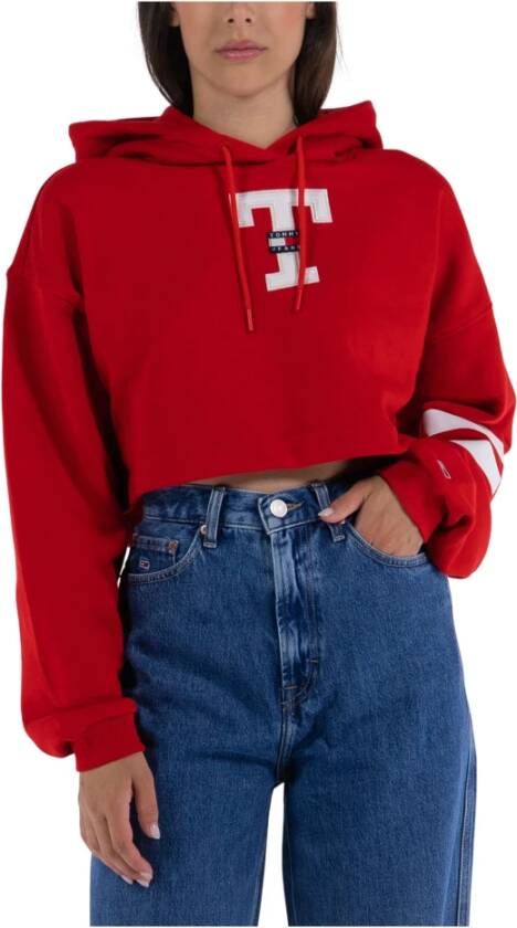 Tommy Jeans Korte hoodie met logobadge model 'LETTERMAN FLAG'