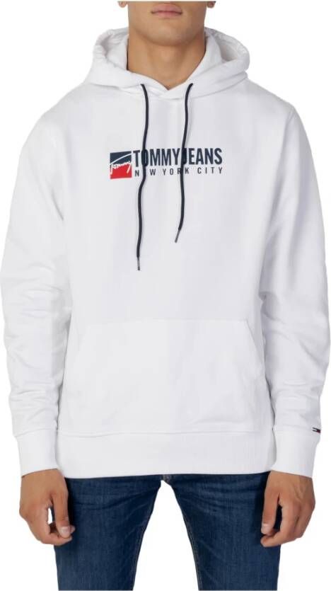 Tommy Jeans Witte Hoodie Heren Sweatshirt Trendy Print White Heren